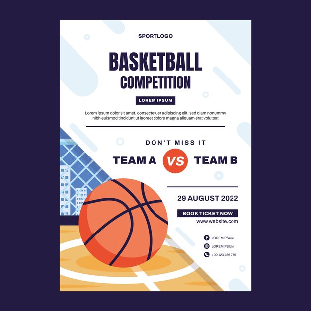 Flat design basketball poster template