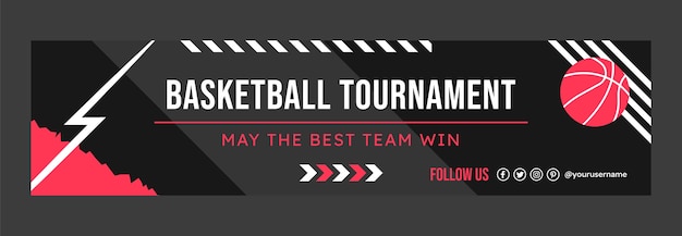 Free vector flat design basketball tournament twitch banner
