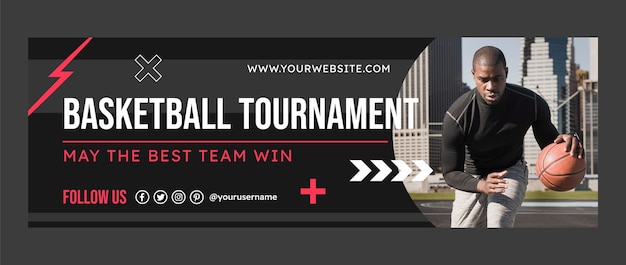 Free vector flat design basketball tournament twitter header