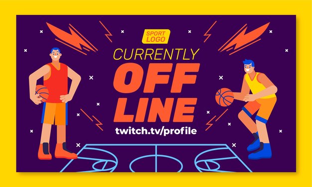 Flat design basketball twitch background