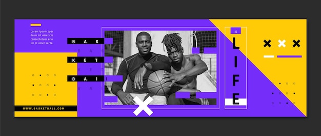 Flat design basketball twitter header