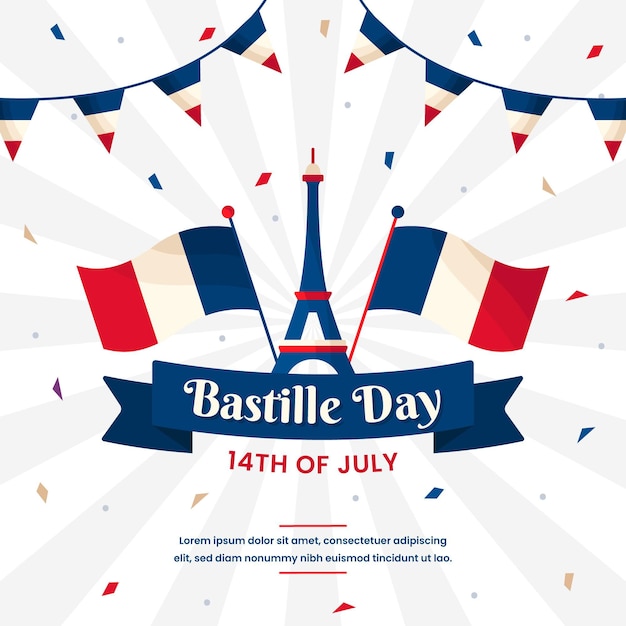 Free vector flat design bastille day concept