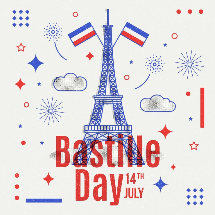 Free Vector flat design bastille day concept