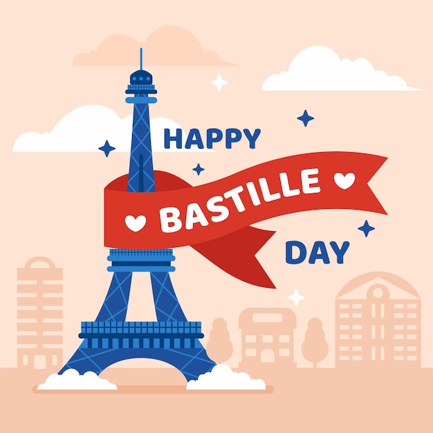 Free vector flat design bastille day concept