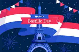 Free vector flat design bastille day concept