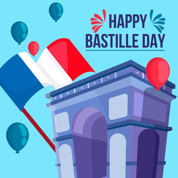 Free vector flat design bastille day concept