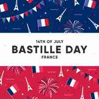 Free vector flat design bastille day concept