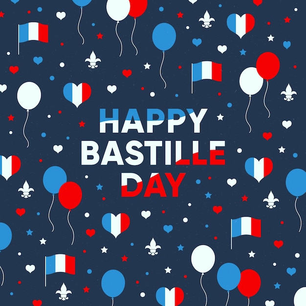 Flat design bastille day concept