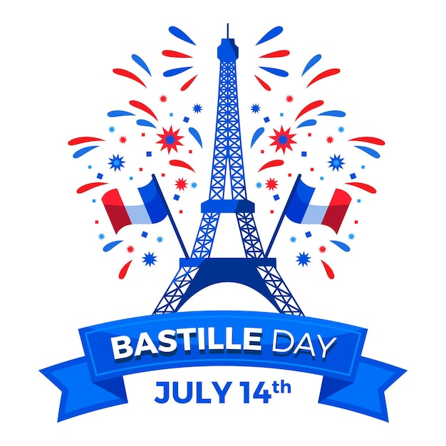 Free vector flat design bastille day concept