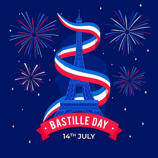 Flat design bastille day concept