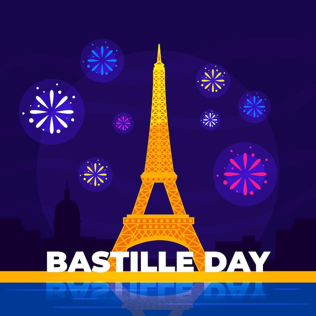 Flat design bastille day concept