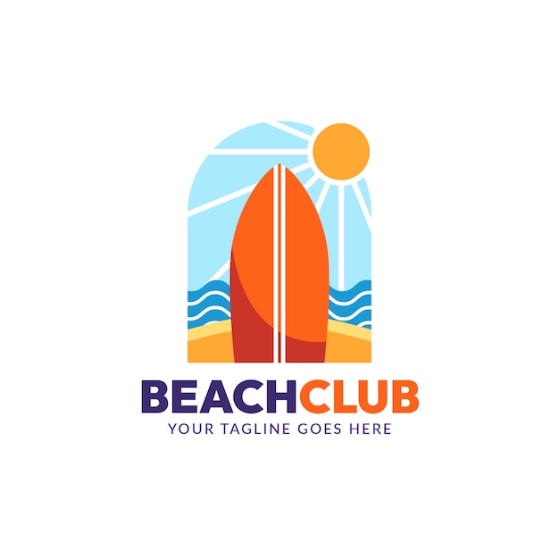 Flat design beach club logo design