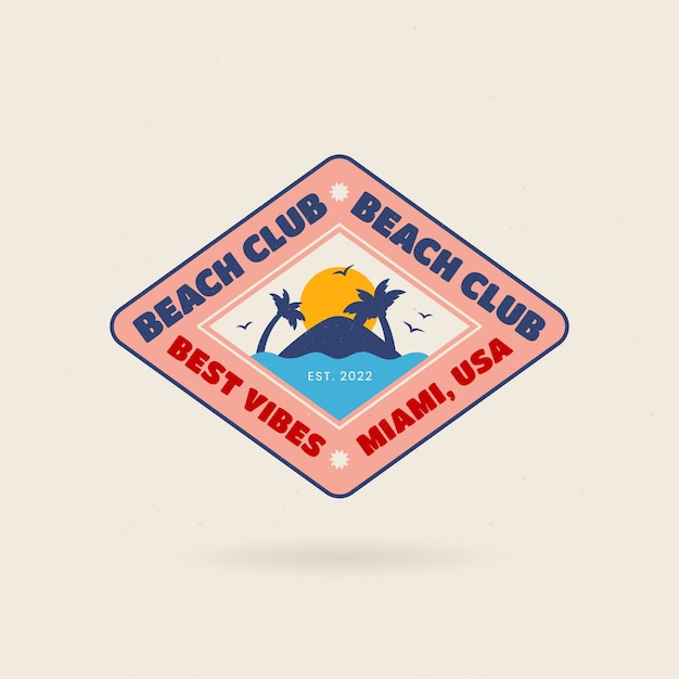 Flat design beach club logo design