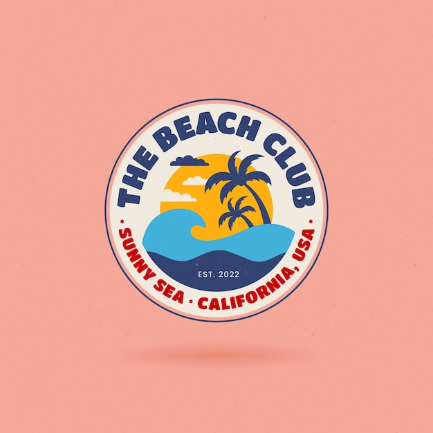 flat design beach club logo design
