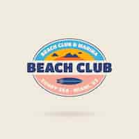 Vettore gratuito design piatto del logo del beach club