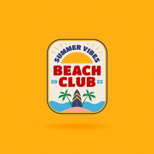 フラットデザインビーチクラブのロゴデザイン