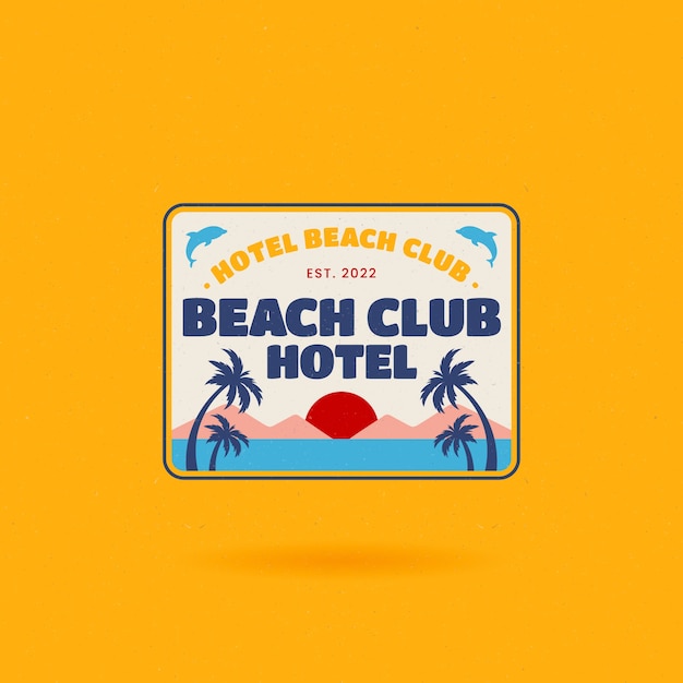 flat design beach club logo design