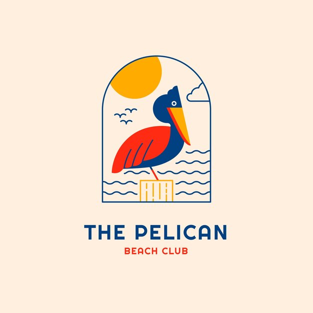 Flat design beach club logo design