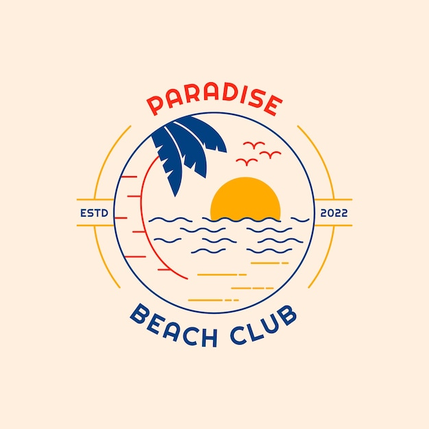 Flat design beach club logo design