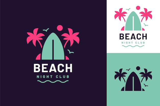 Modello di logo del beach club design piatto