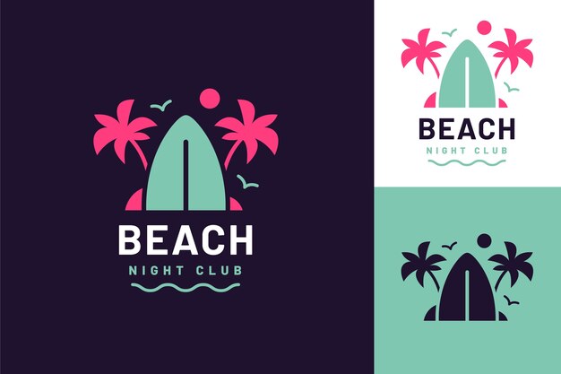 Flat design beach club logo template