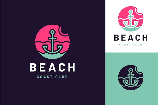 Flat design beach club logo template