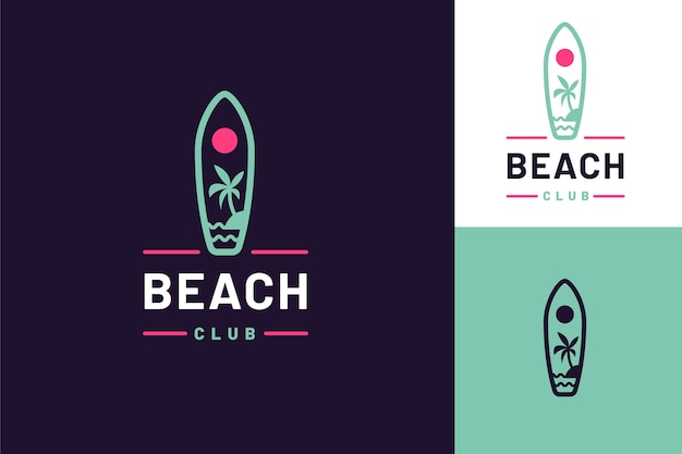 Vettore gratuito modello di logo del beach club design piatto