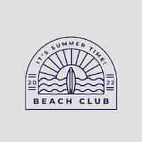 Бесплатное векторное изображение Плоский дизайн логотипа пляжного клуба