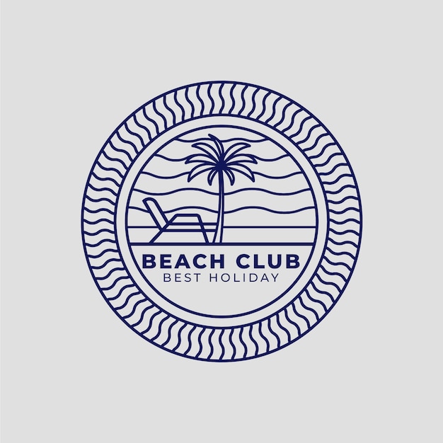 無料ベクター フラットデザインのビーチクラブのロゴのテンプレート