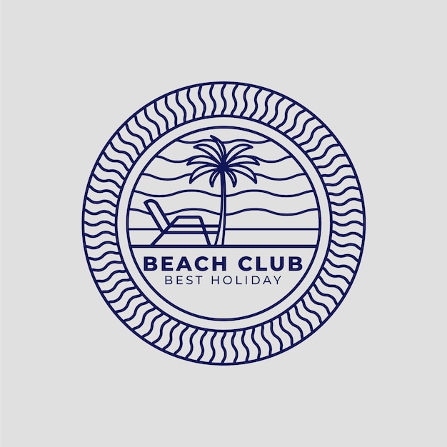 Modello di logo del beach club design piatto