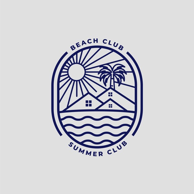 Flat design beach club logo template