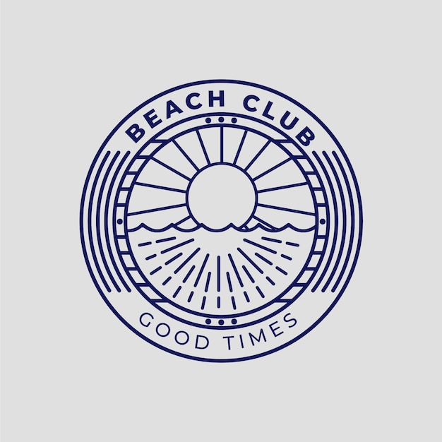 Flat design beach club logo template