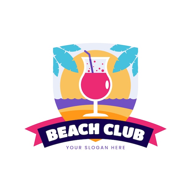 Vettore gratuito modello di logo del beach club design piatto