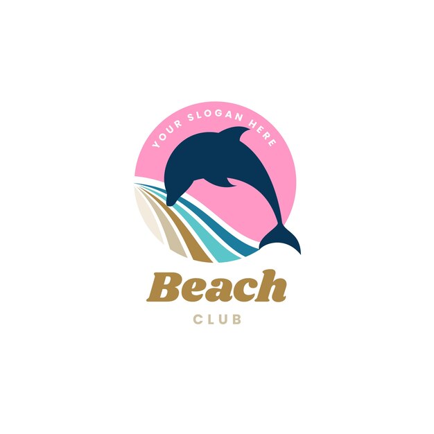 Flat design beach club logo template