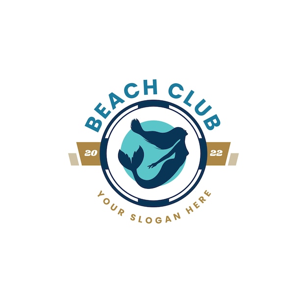 Flat design beach club logo template