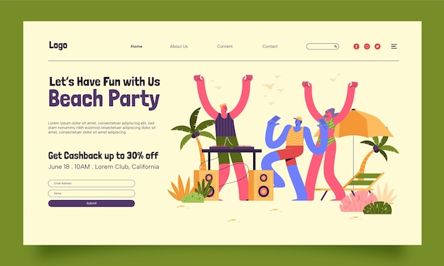 Flat design beach club template