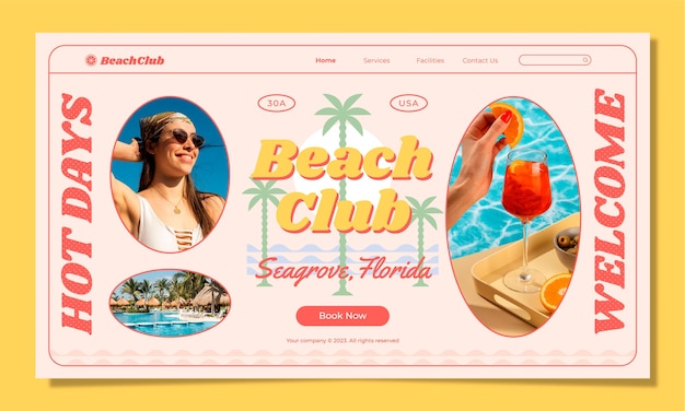 Vettore gratuito modello di beach club design piatto