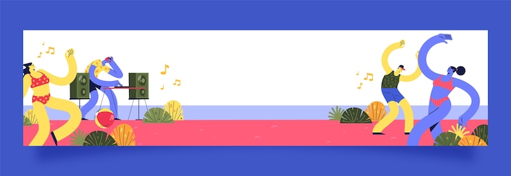 Free Vector flat design beach club  twitch banner