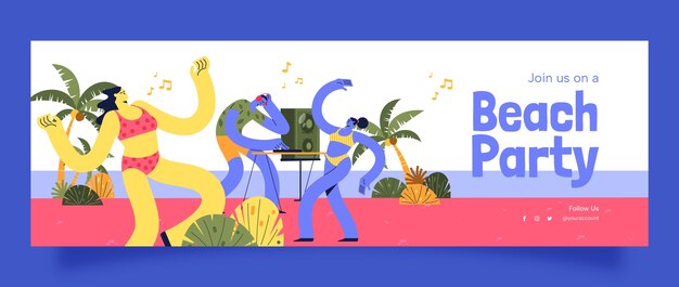 Flat design beach club twitter header