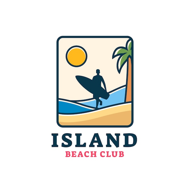 Плоский дизайн логотипа пляжа