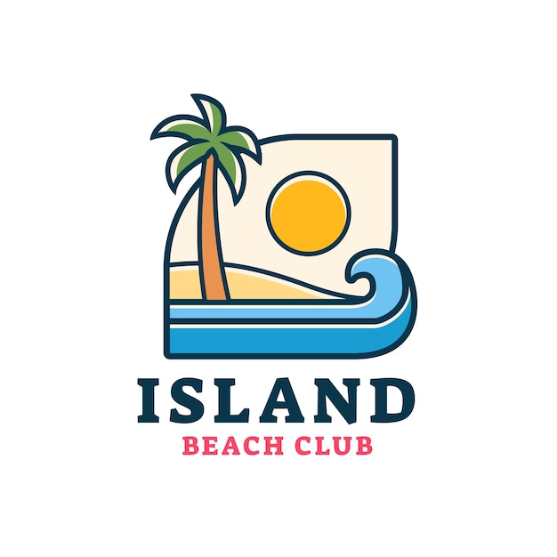 フラットなデザインのビーチのロゴ