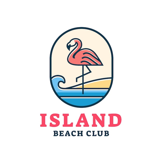 フラットなデザインのビーチのロゴ