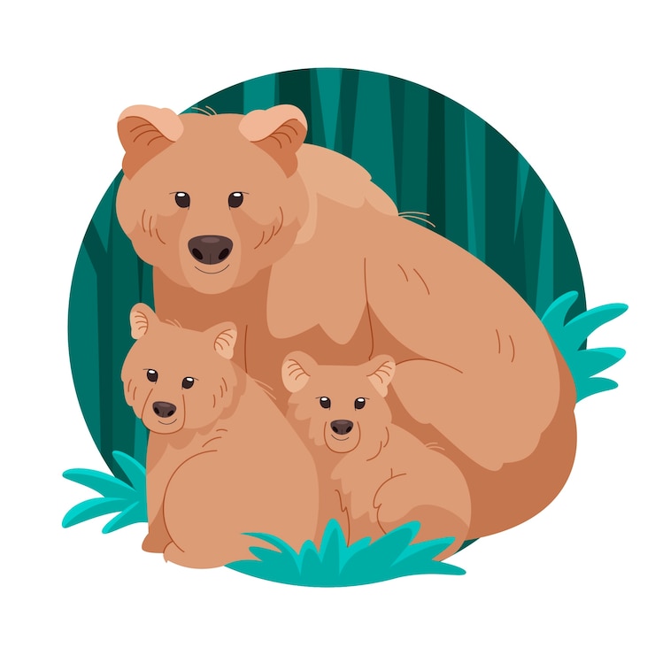 Free Vector flat design bear family illustration