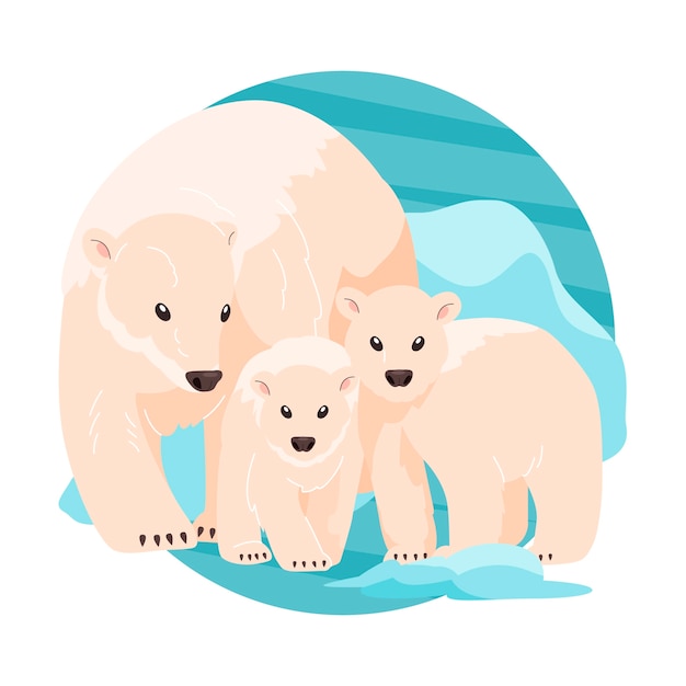 Free vector flat design bear family illustration
