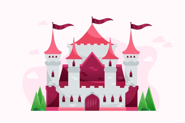 Free vector flat design beautiful fairytale castle