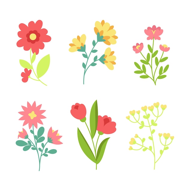 Free vector flat design beautiful spring flower collection