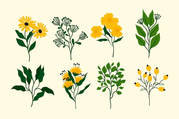 Free vector flat design beautiful spring flower set