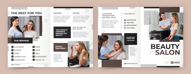 Free vector flat design beauty salon brochure template