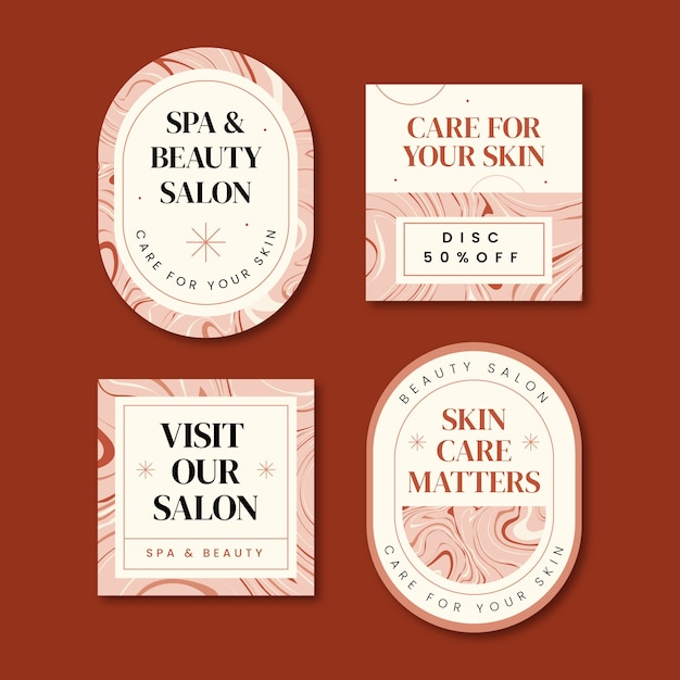 Free vector flat design beauty salon labels