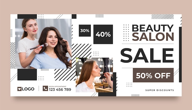 Free vector flat design beauty salon sale banner template